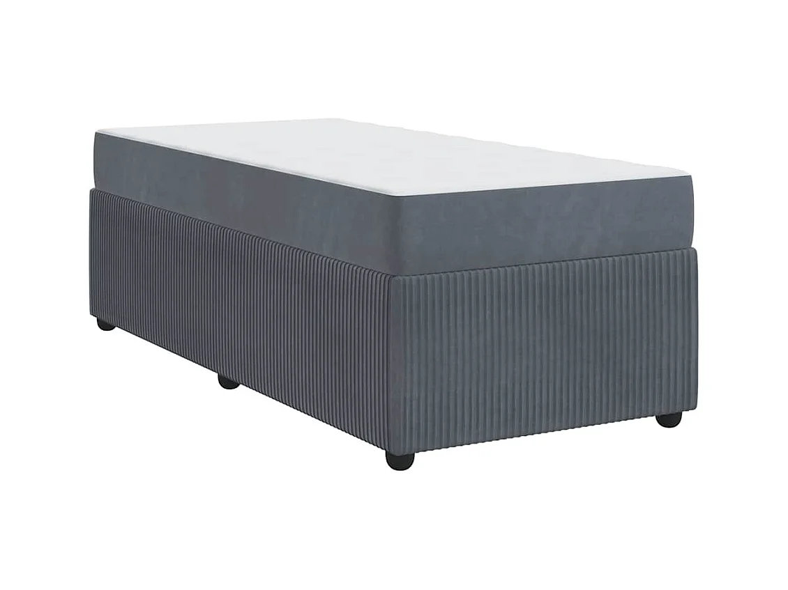 Cadre de lit avec matelas Gris foncé 100 x 200 cm Velours