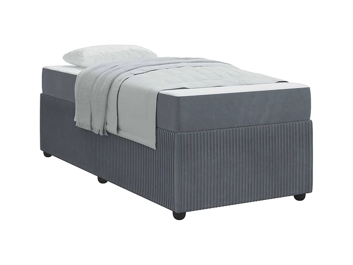 Cadre de lit avec matelas Gris foncé 100 x 200 cm Velours