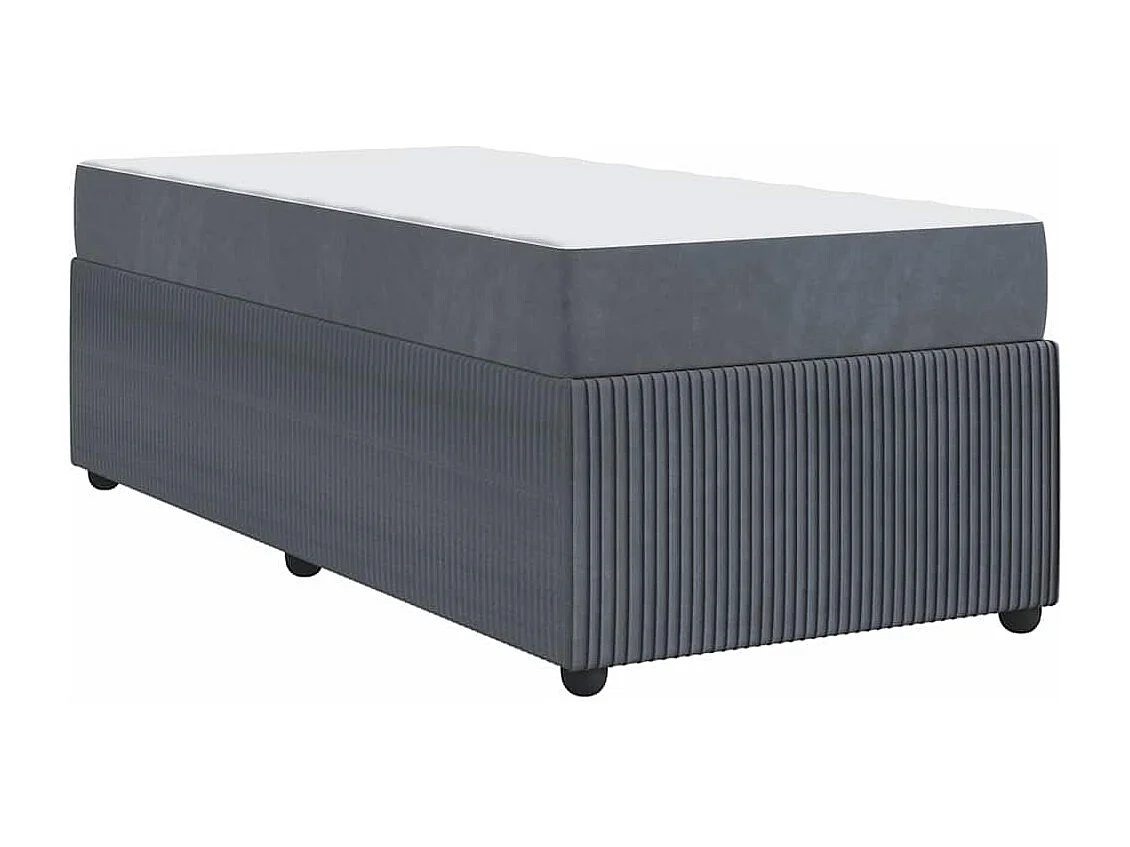 Cadre de lit avec matelas Gris foncé 100 x 200 cm Velours