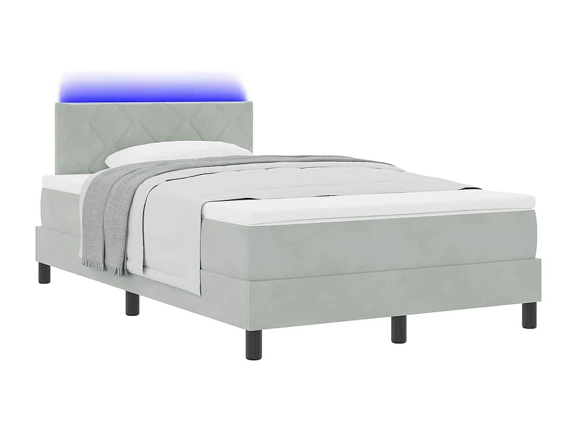 Cama tipo Box Spring Gris claro 120 x 190 cm Terciopelo