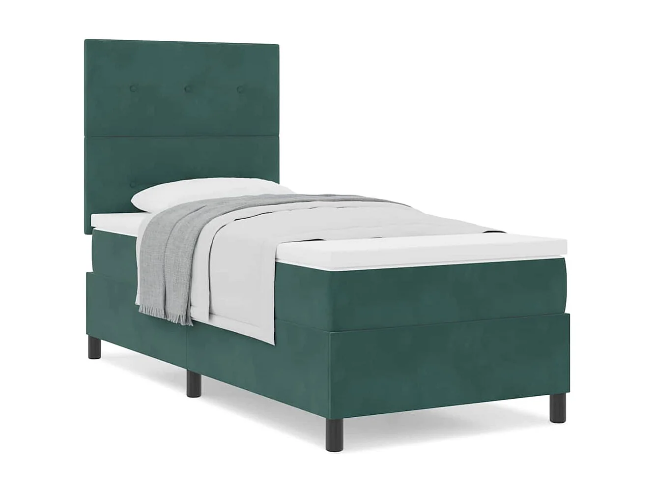 Cama tipo Box Spring Verde oscuro 100 x 200 cm Terciopelo