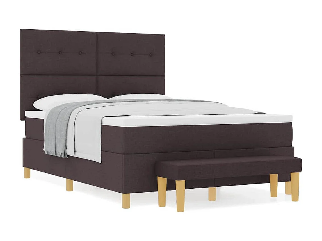 Cama tipo Box Spring Marrón Oscuro 160 x 200 cm tela