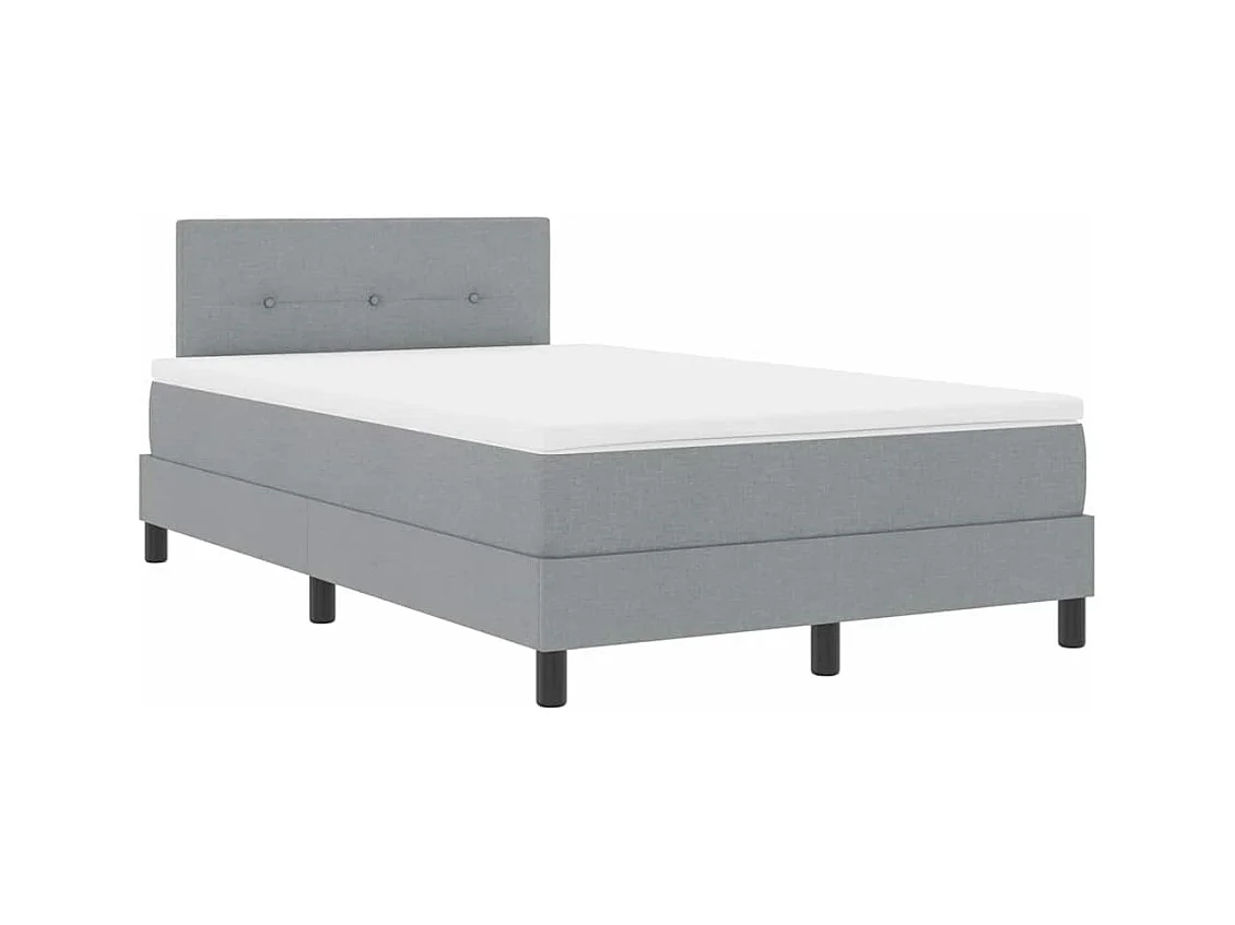 Cama tipo Box Spring con colchón Gris claro 120 x 200 cm tela