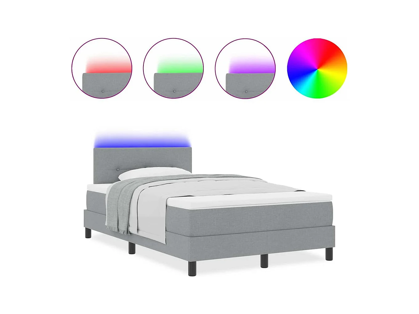 Cama tipo Box Spring con colchón Gris claro 120 x 200 cm tela