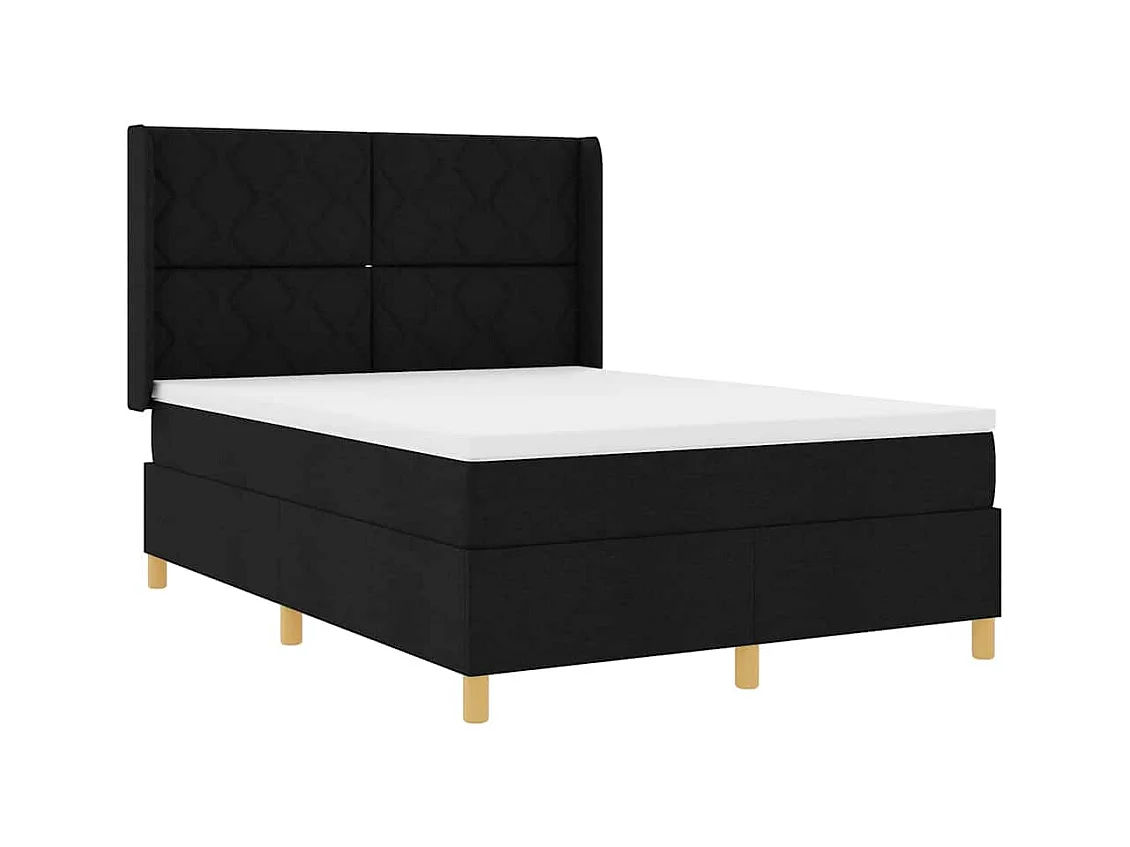 Cama con Somier con colchón Negro 140 x 200 cm tela
