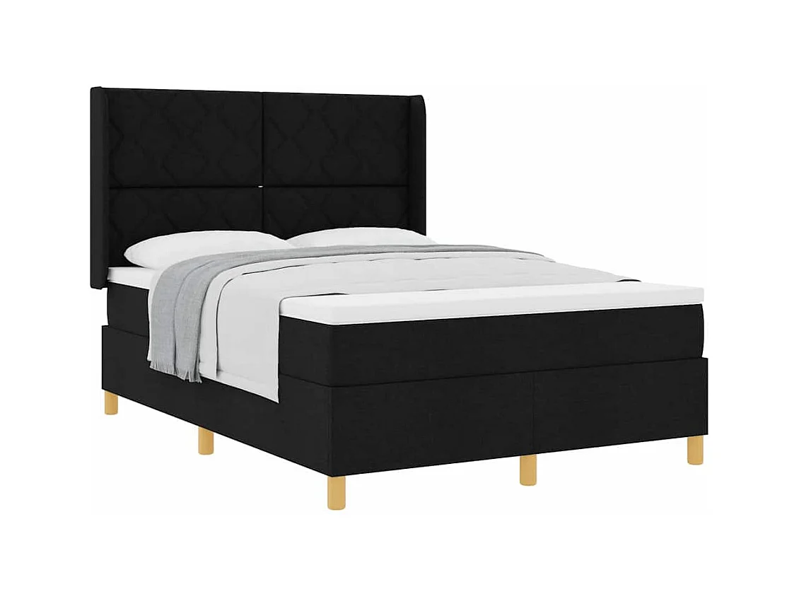 Cama con Somier con colchón Negro 140 x 200 cm tela