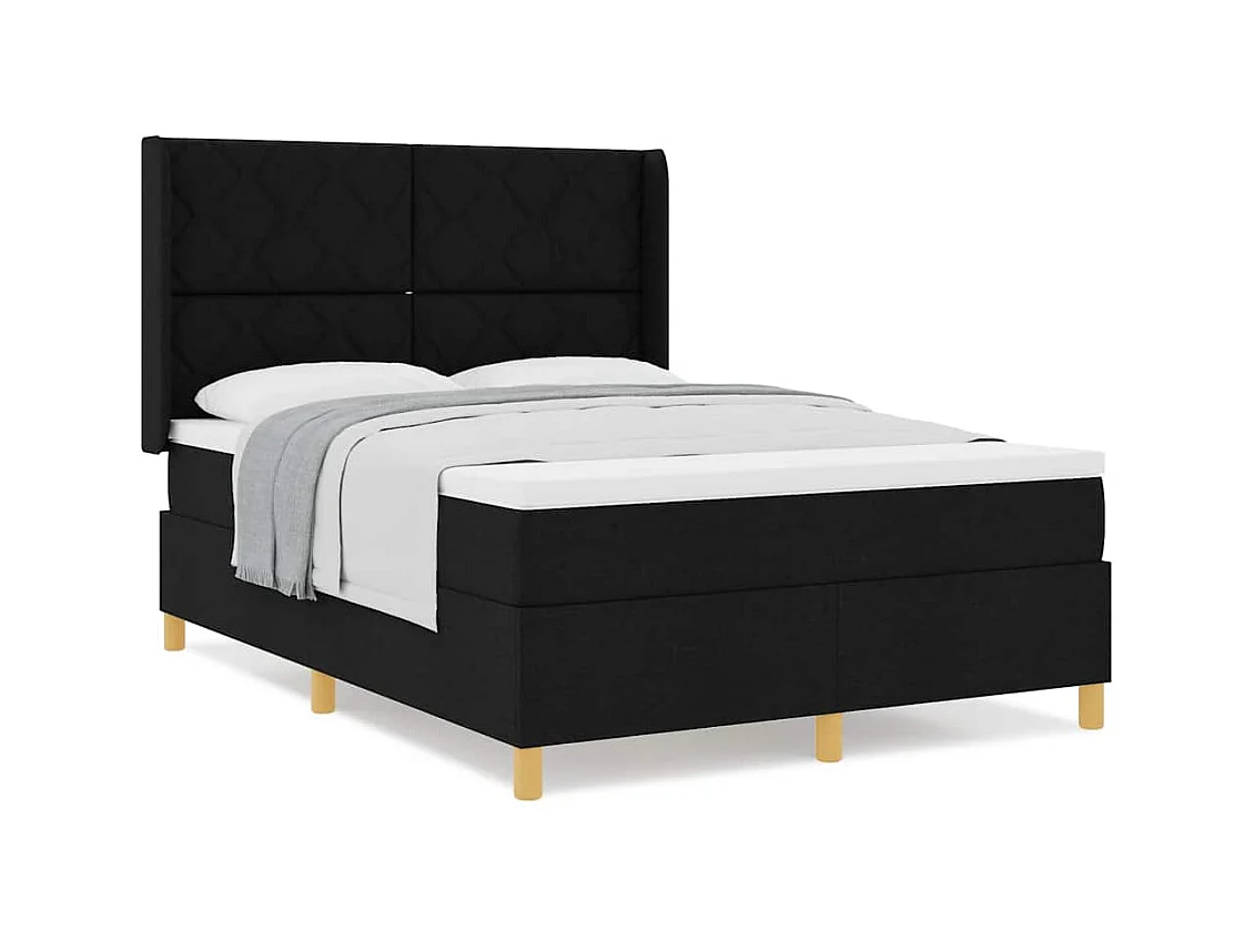 Cama con Somier con colchón Negro 140 x 200 cm tela