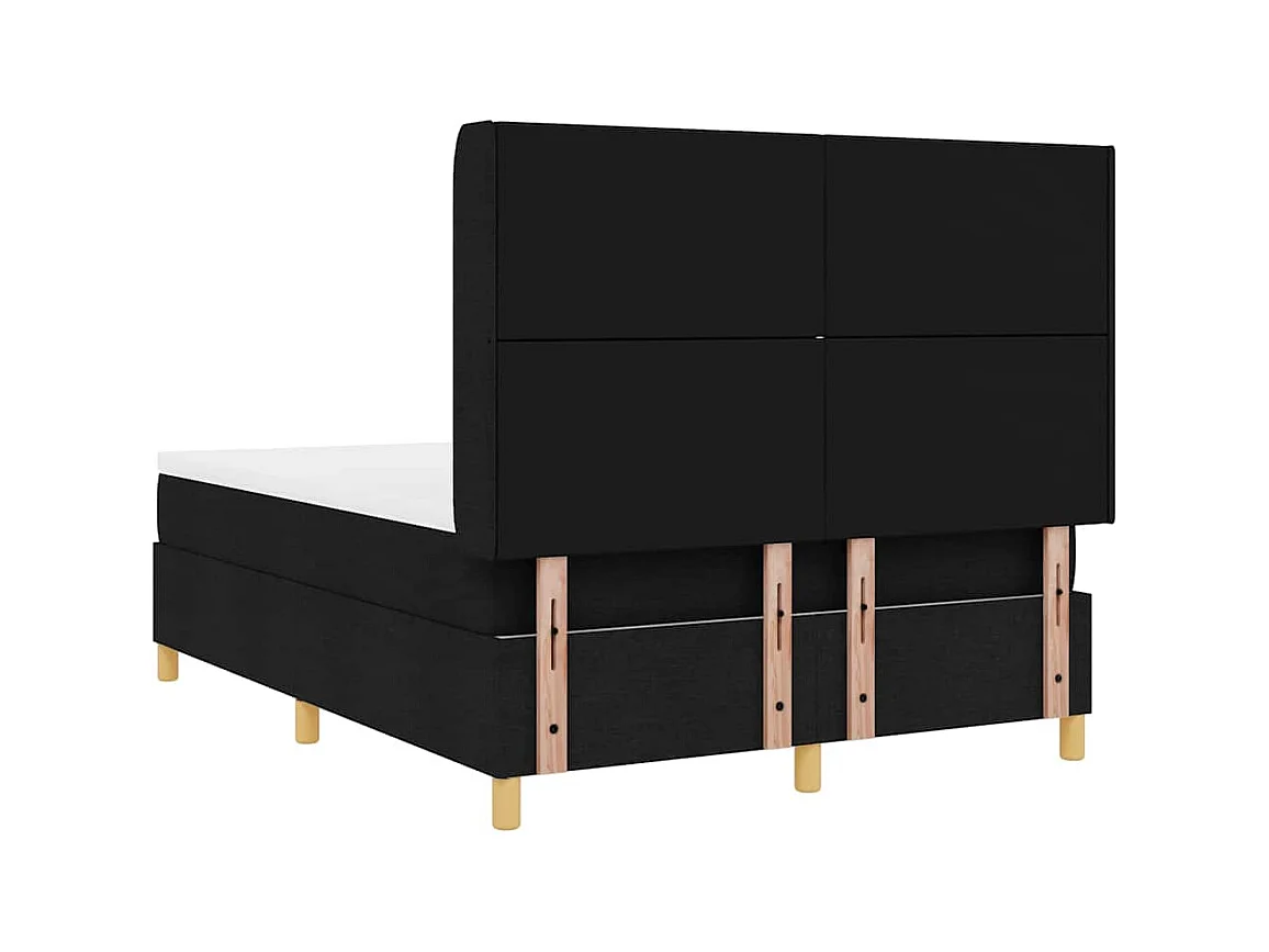 Cama con Somier con colchón Negro 140 x 200 cm tela