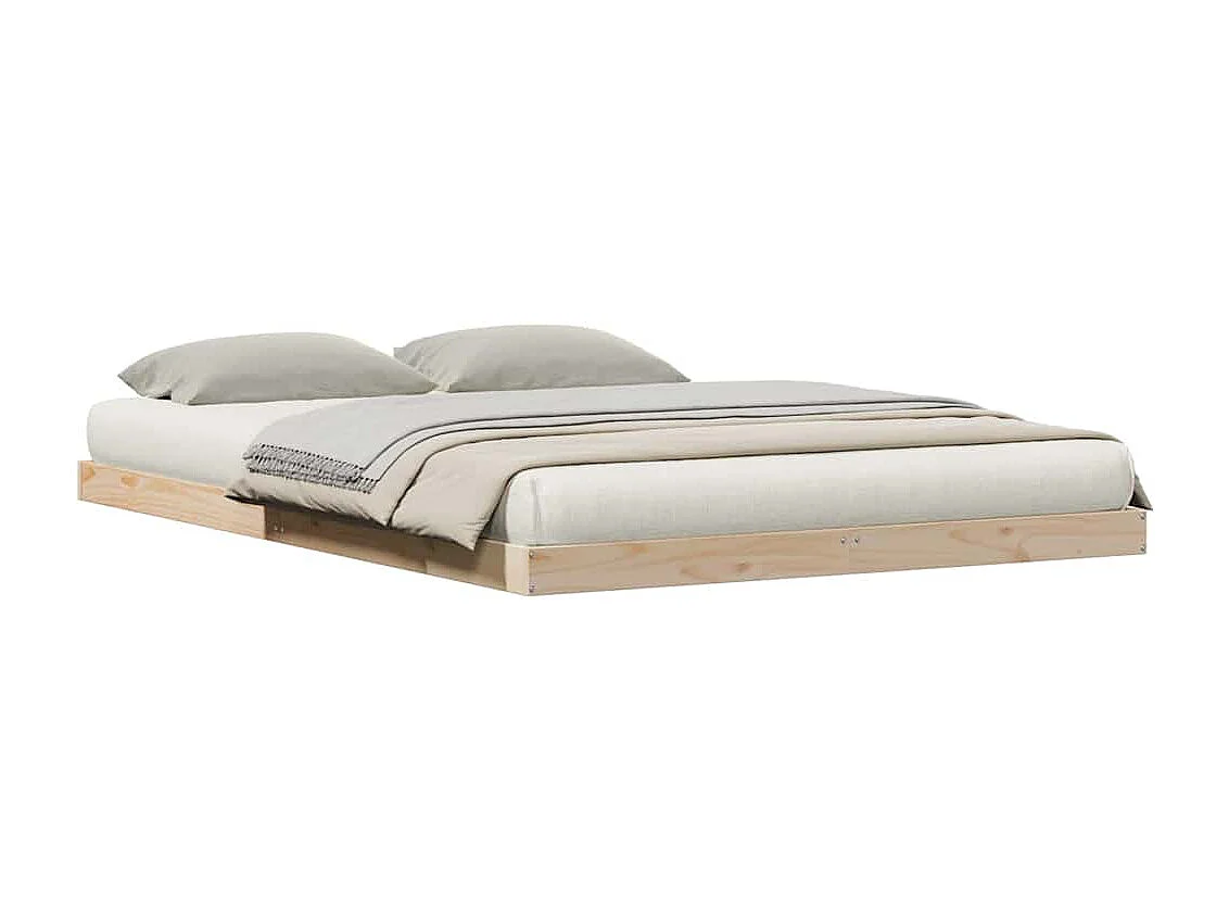 Estructura de cama Natural 160 x 220 cm Madera maciza de Pino
