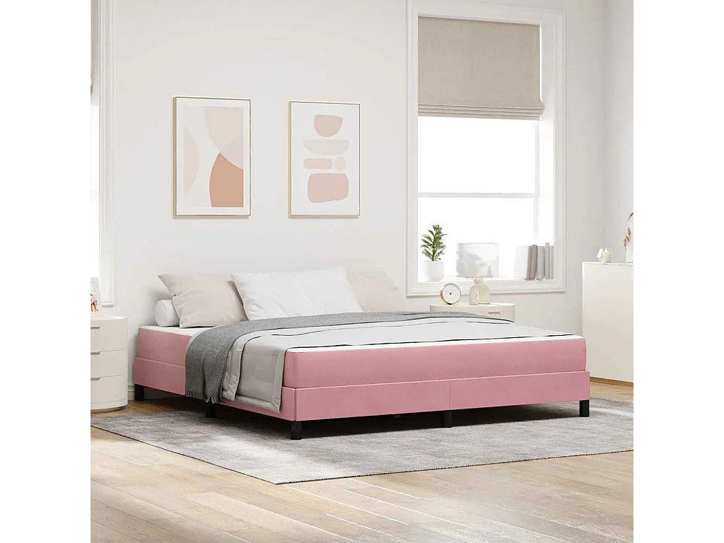 Cama box spring con colchón Rosa 180 x 200 cm Terciopelo