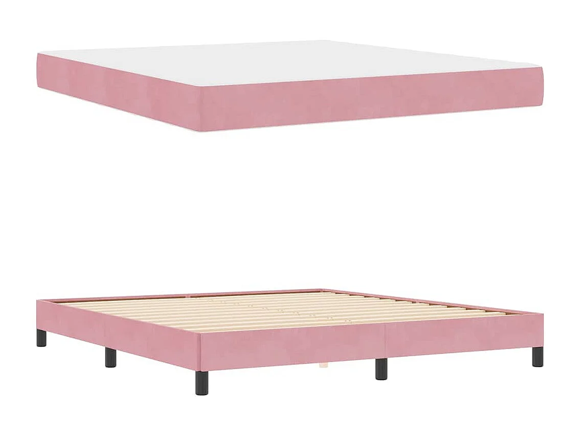 Cama box spring con colchón Rosa 180 x 200 cm Terciopelo