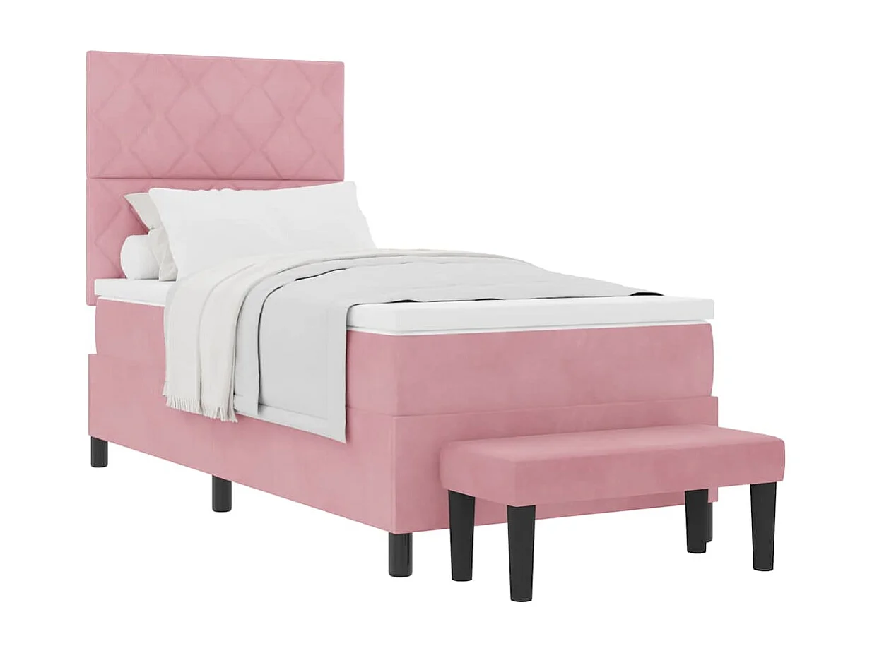Cadre de lit avec matelas Rose 90 x 190 cm Velours
