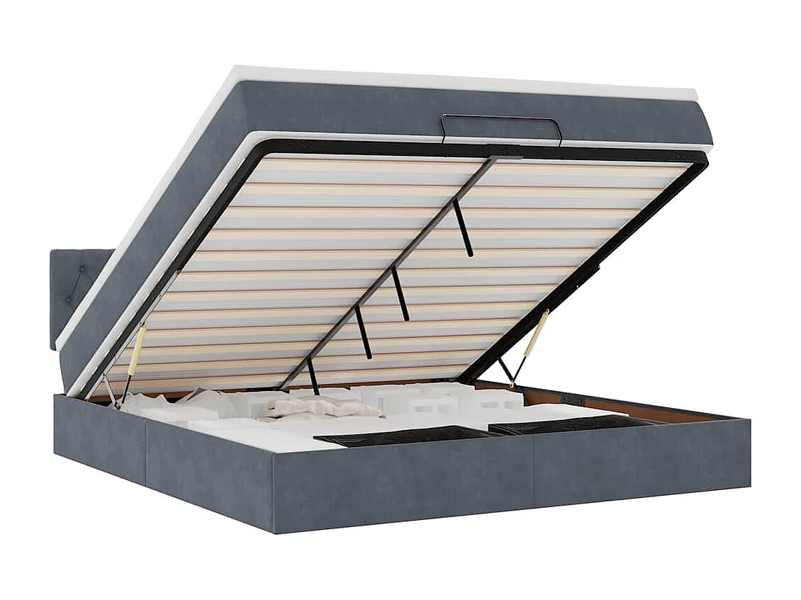 Estructura cama otomana con colchón gris oscuro 160x200 cm