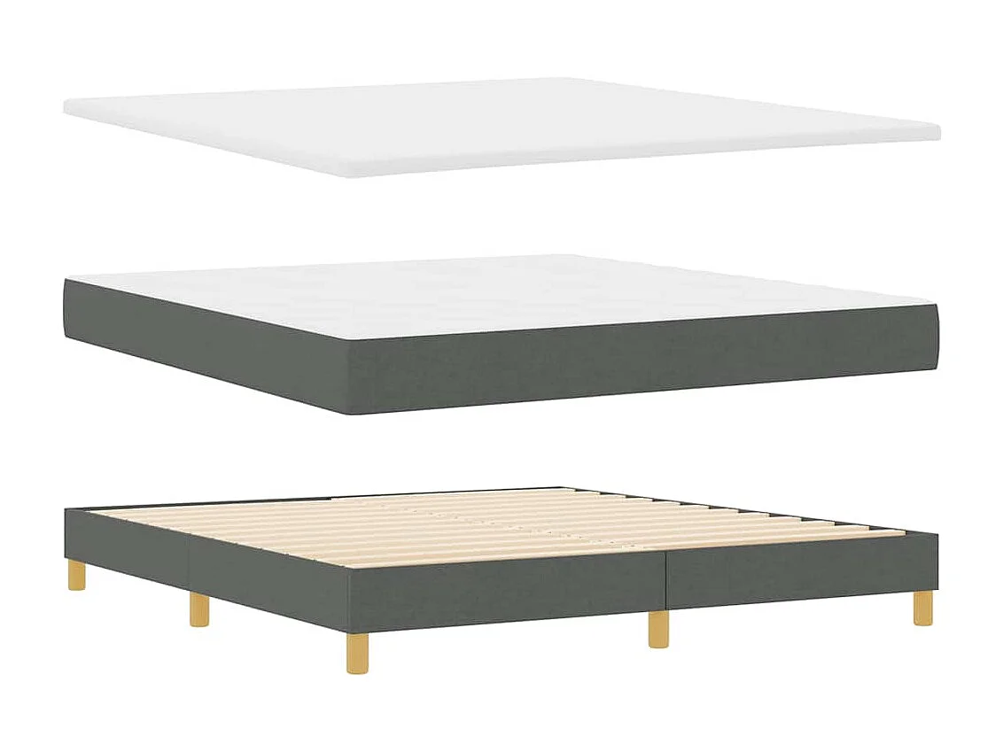 Cadre de lit avec matelas Gris foncé 180 x 200 cm tissu