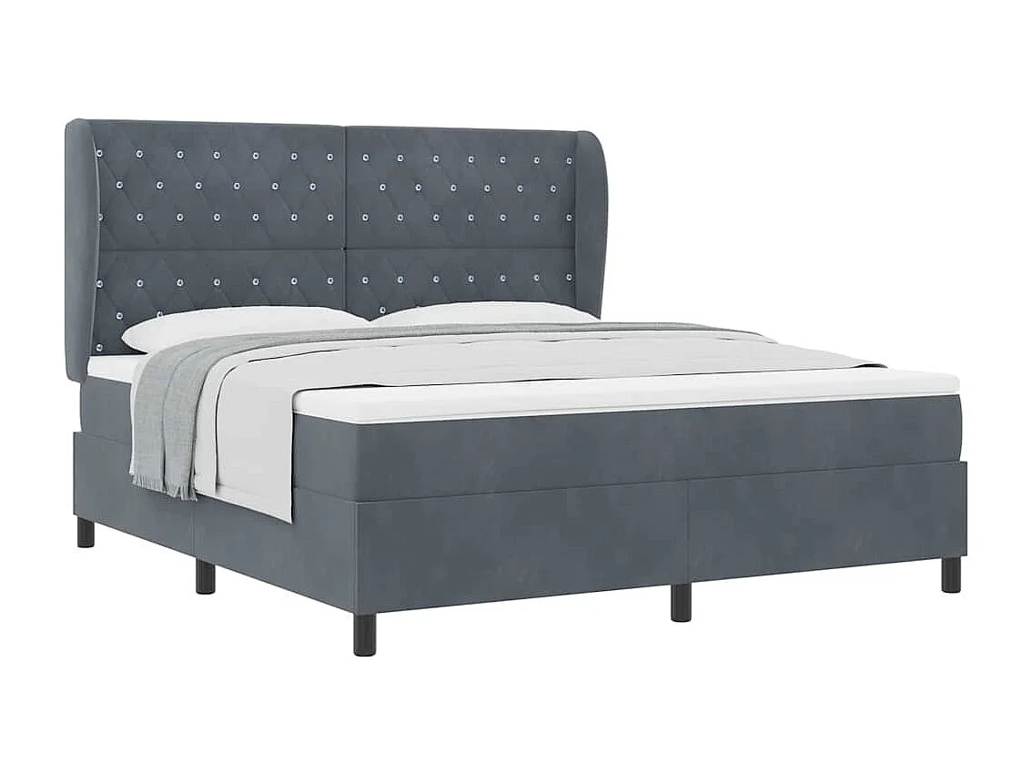 Cama tipo Box Spring Gris oscuro 180 x 200 cm Terciopelo