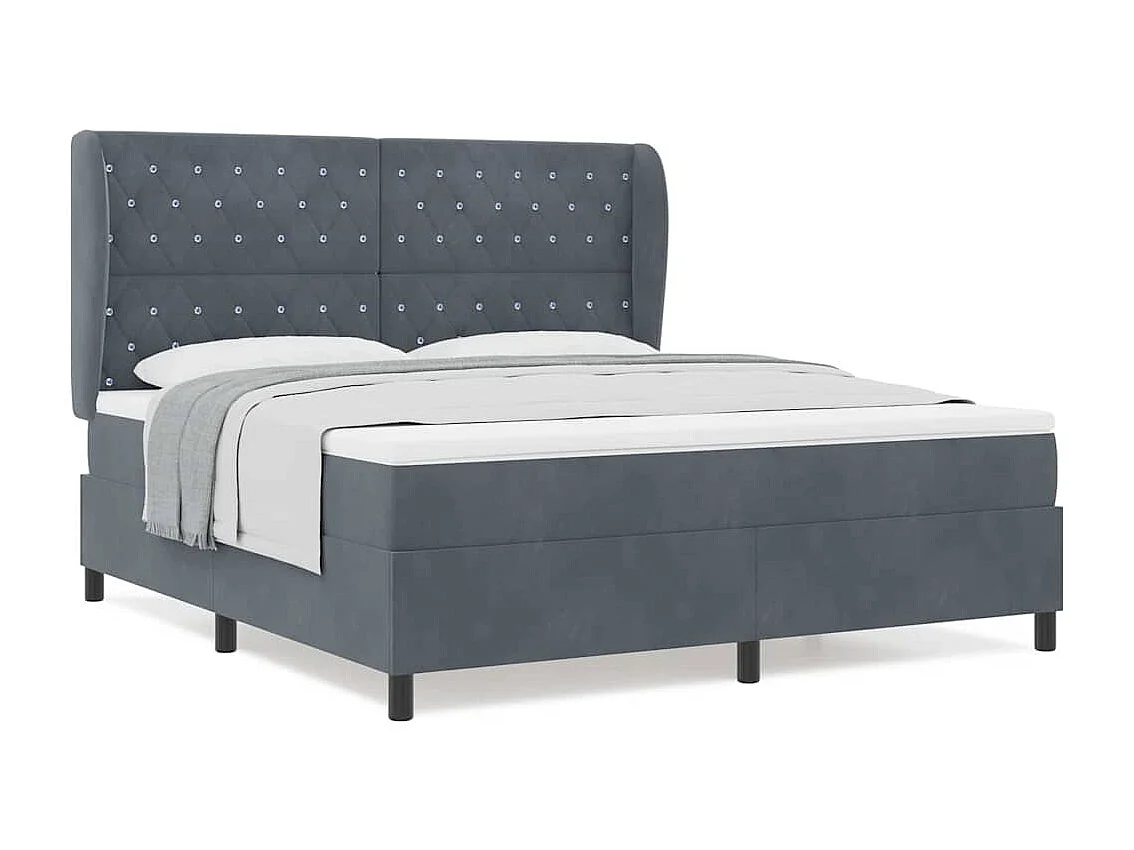 Cama tipo Box Spring Gris oscuro 180 x 200 cm Terciopelo