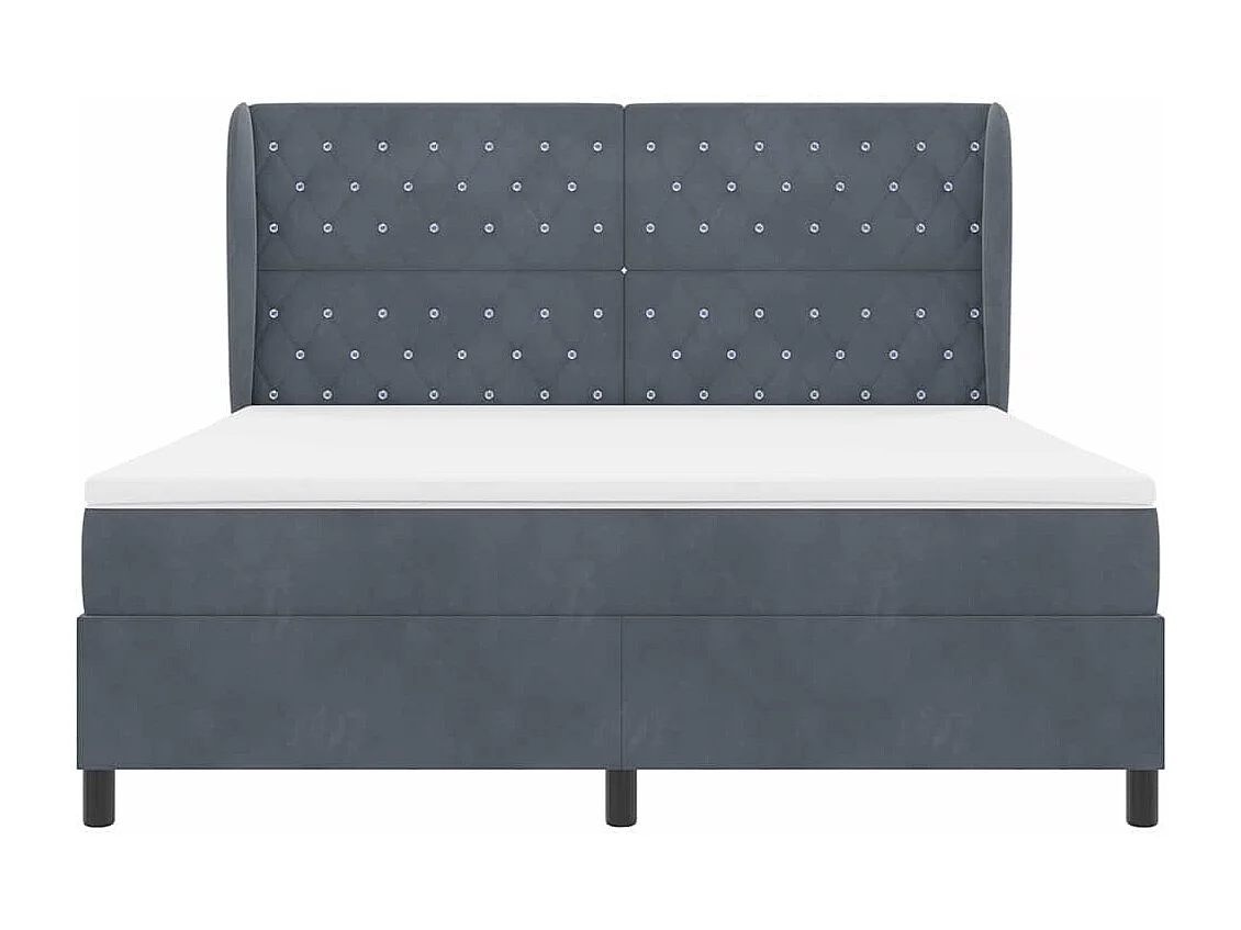 Cama tipo Box Spring Gris oscuro 180 x 200 cm Terciopelo