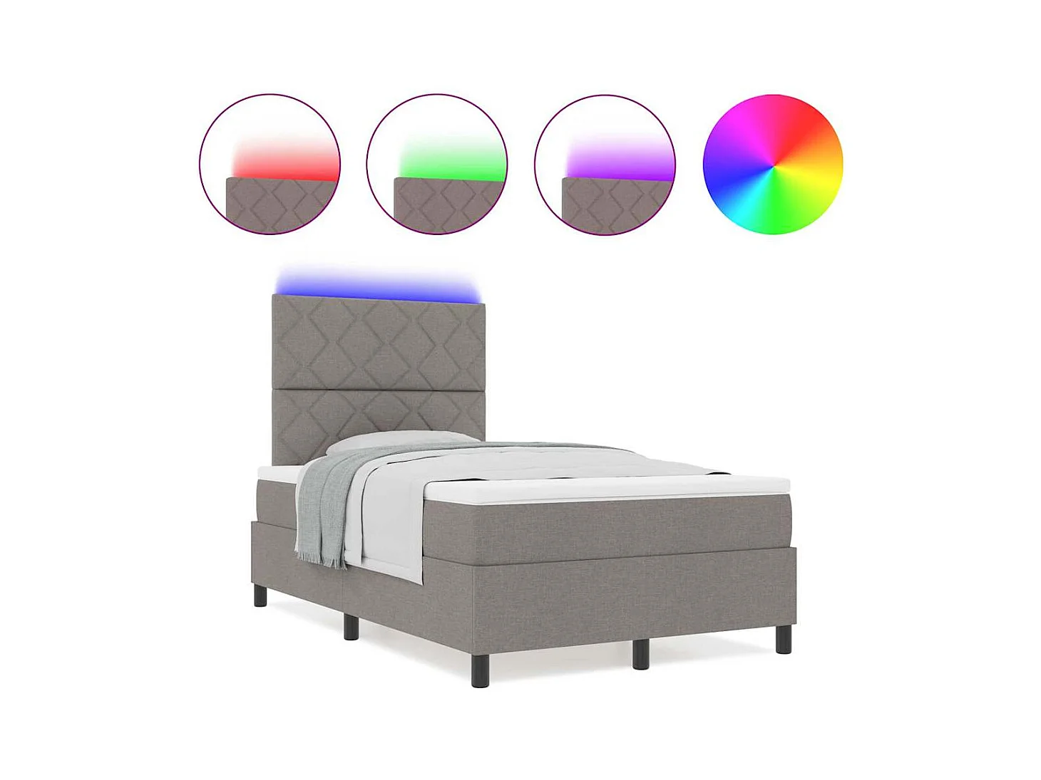 Cadre de lit avec matelas Taupe 120 x 190 cm tissu