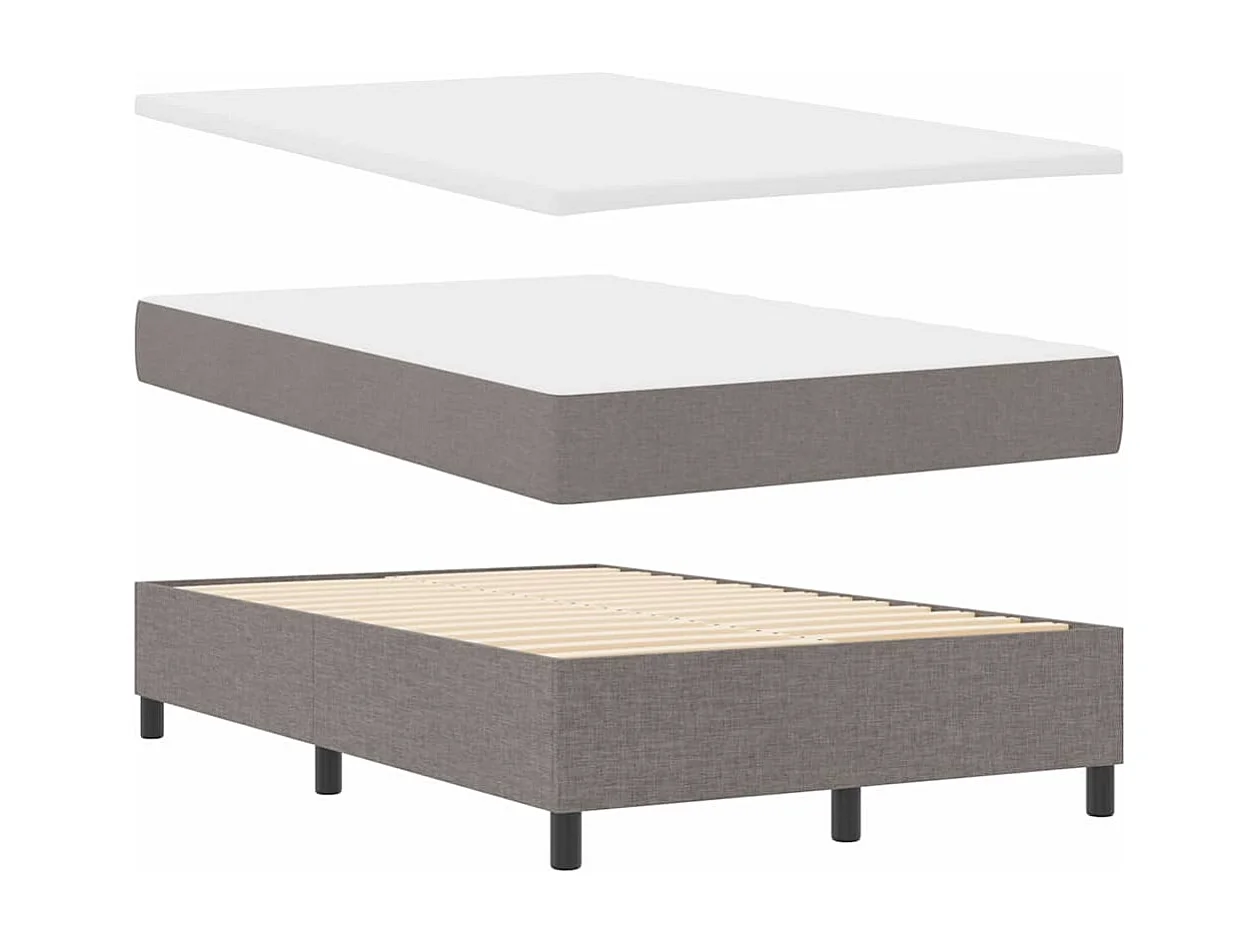 Cadre de lit avec matelas Taupe 120 x 190 cm tissu