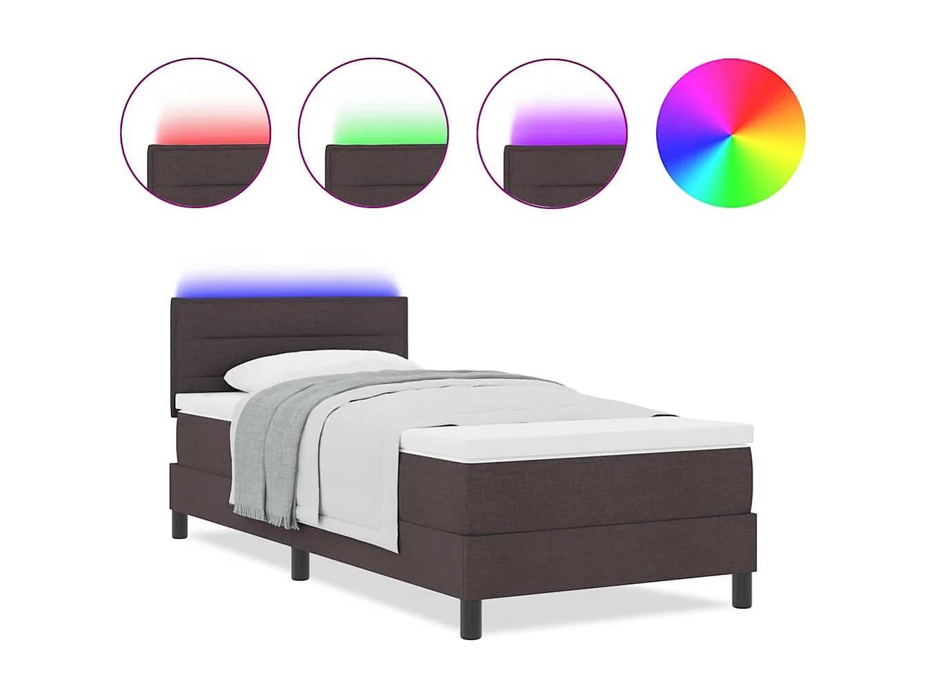 Cadre de lit avec matelas Marron foncé 100 x 200 cm tissu