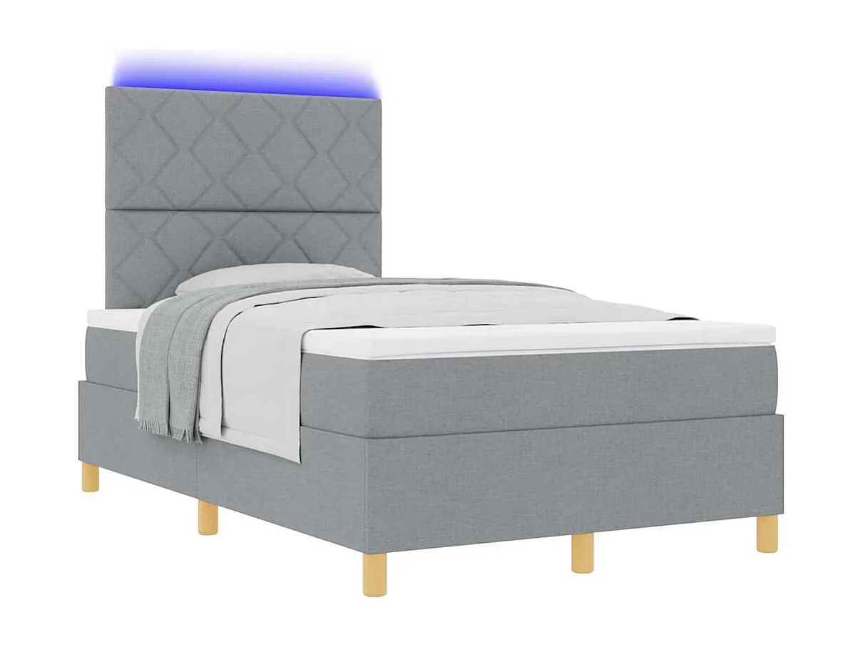 Cadre de lit avec matelas Gris clair 120 x 190 cm tissu