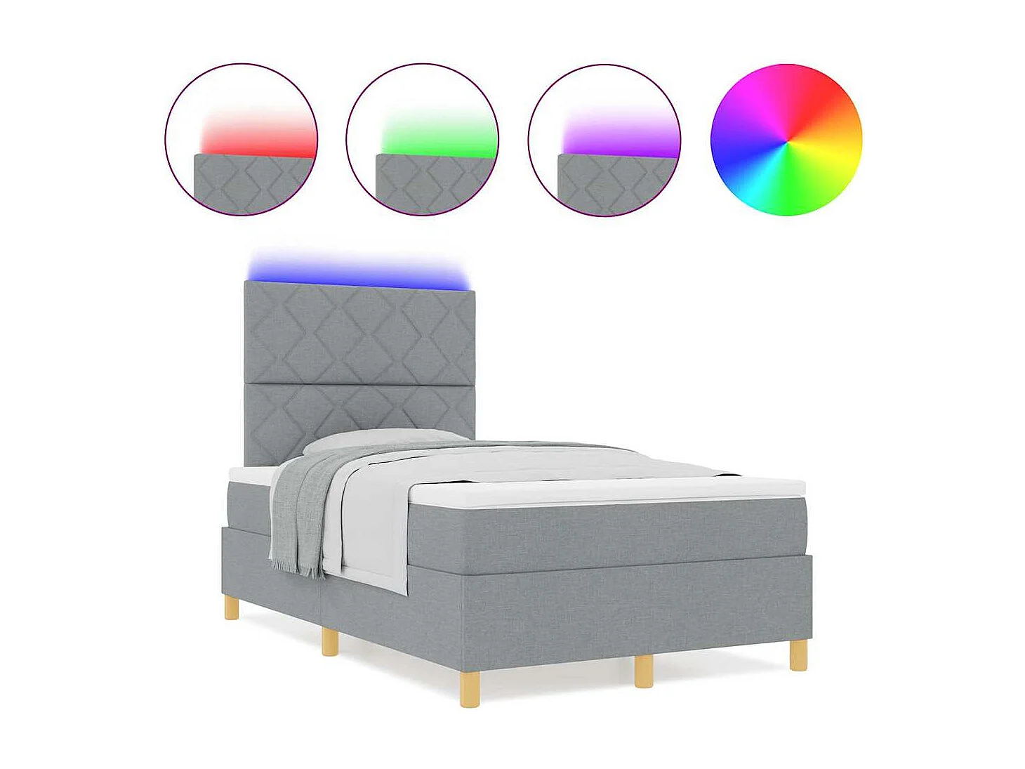Cadre de lit avec matelas Gris clair 120 x 190 cm tissu