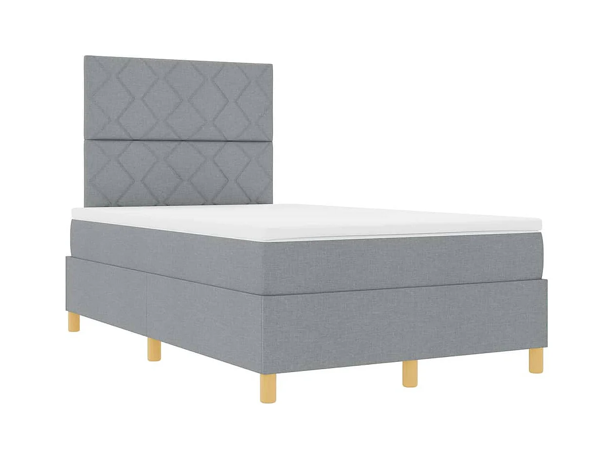 Cadre de lit avec matelas Gris clair 120 x 190 cm tissu