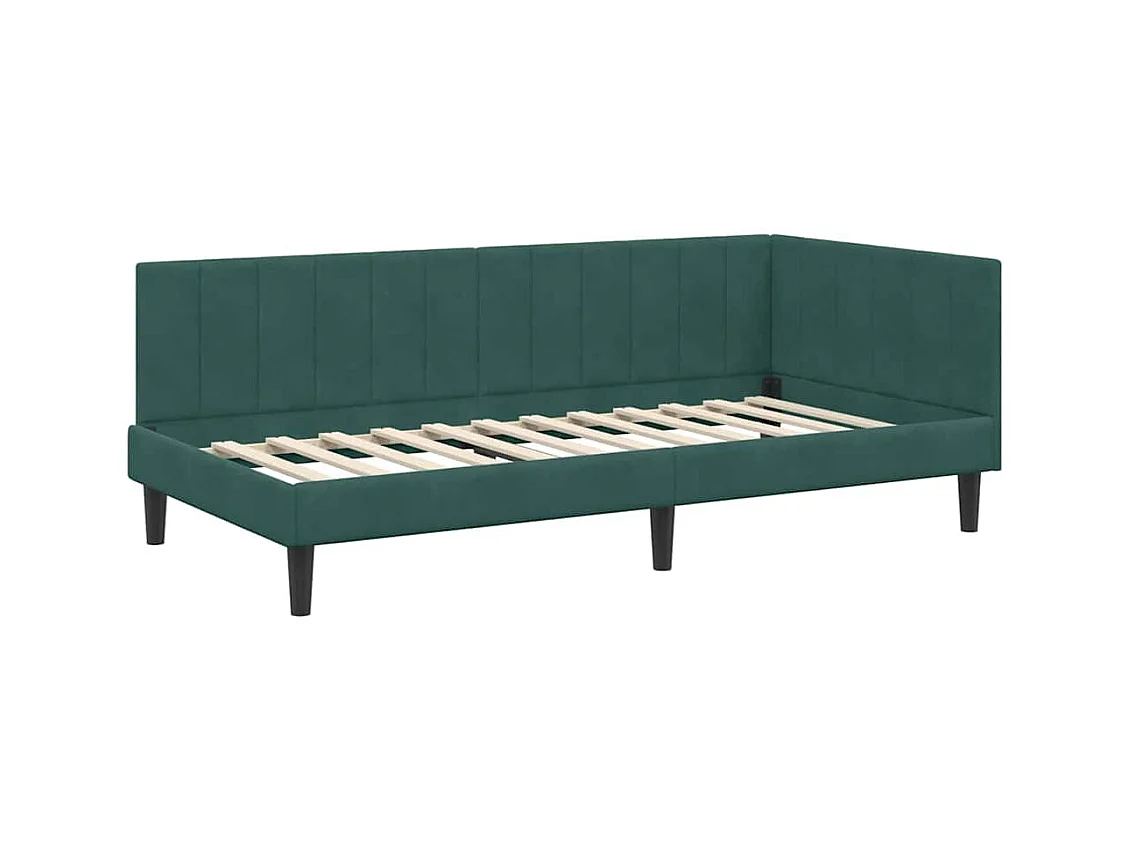 Estructura de cama en esquina Verde oscuro 90 x 190 cm