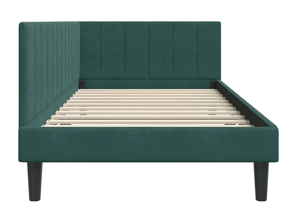 Estructura de cama en esquina Verde oscuro 90 x 190 cm