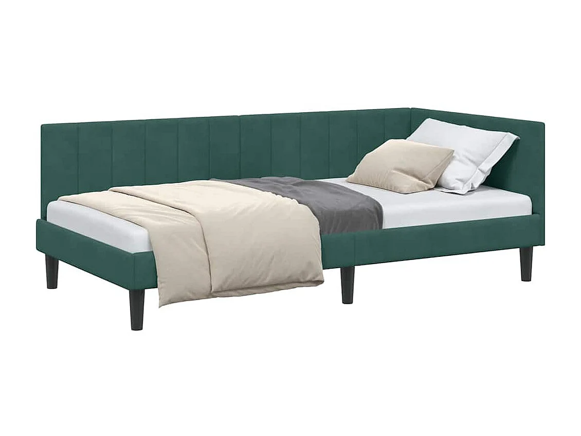 Cadre de lit d'angle Vert foncé 90 x 190 cm Velours