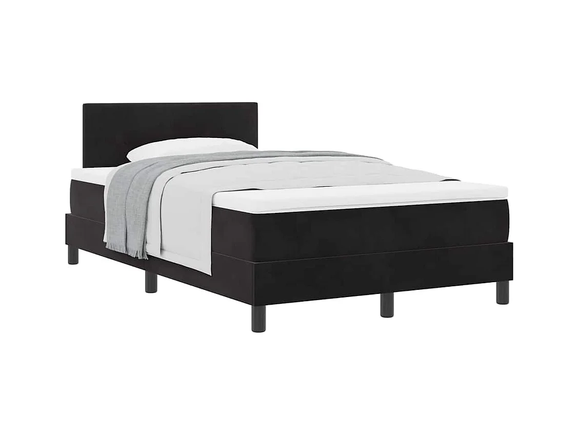 Cadre de lit avec matelas Noir 120 x 190 cm tissu