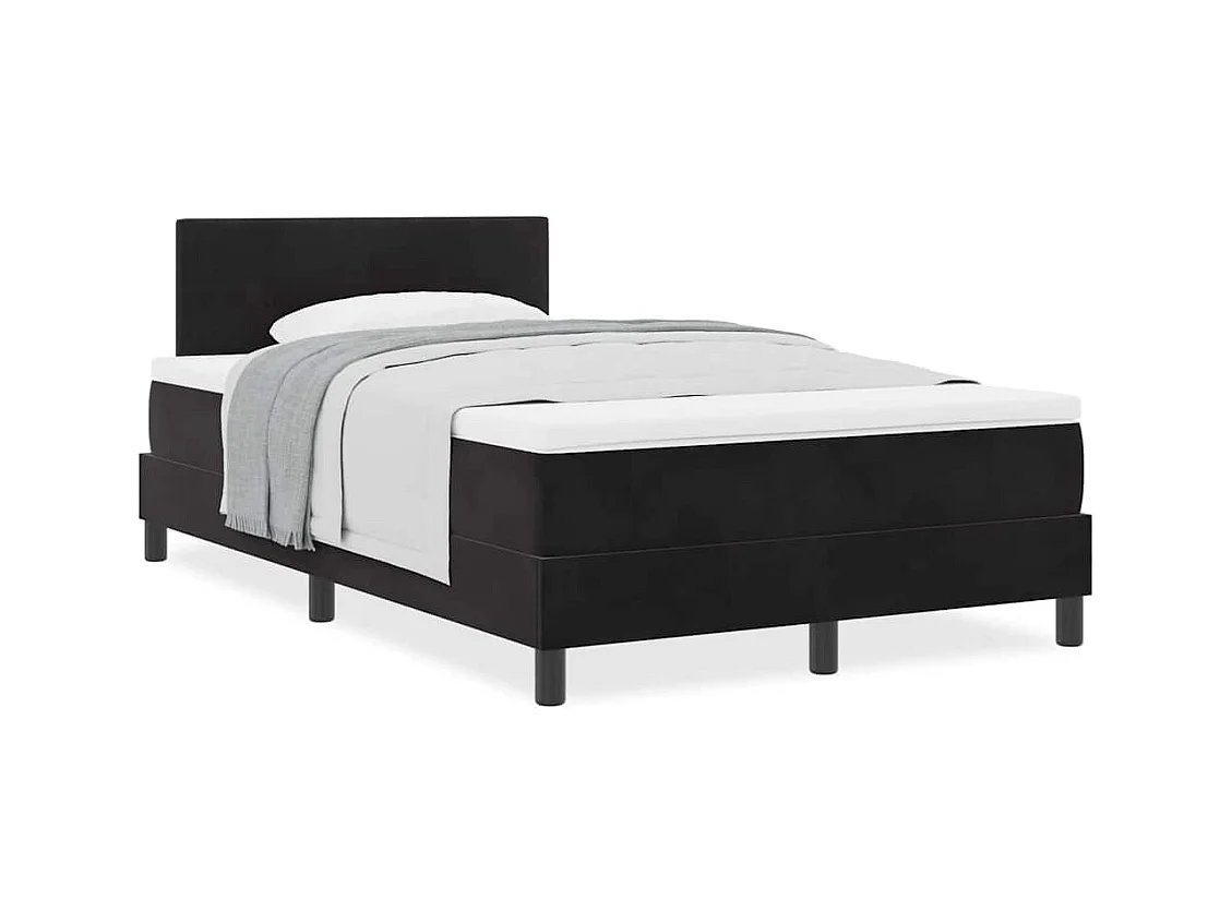 Cadre de lit avec matelas Noir 120 x 190 cm tissu