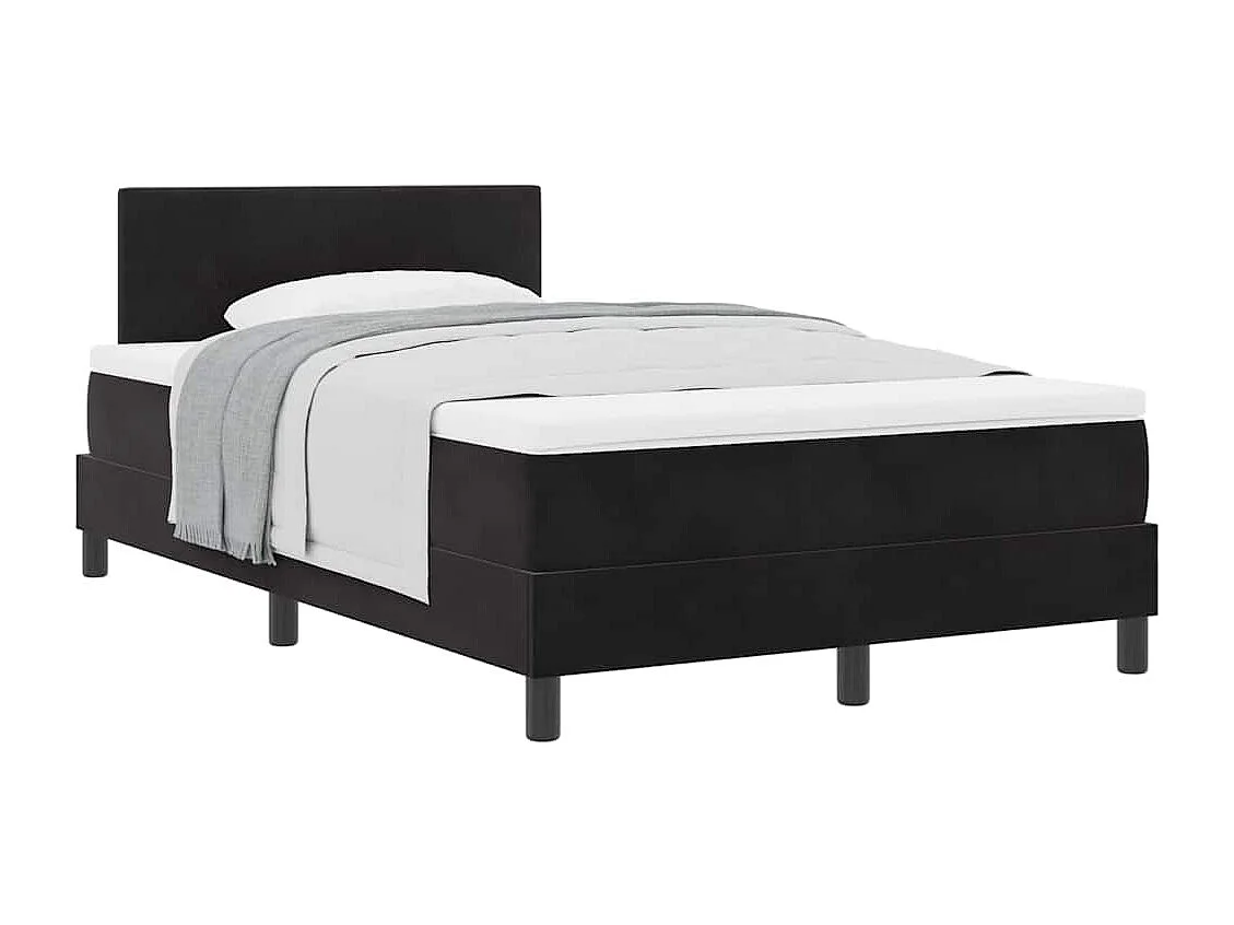 Cama con Somier y Colchón con colchón Negro 120 x 190 cm tela