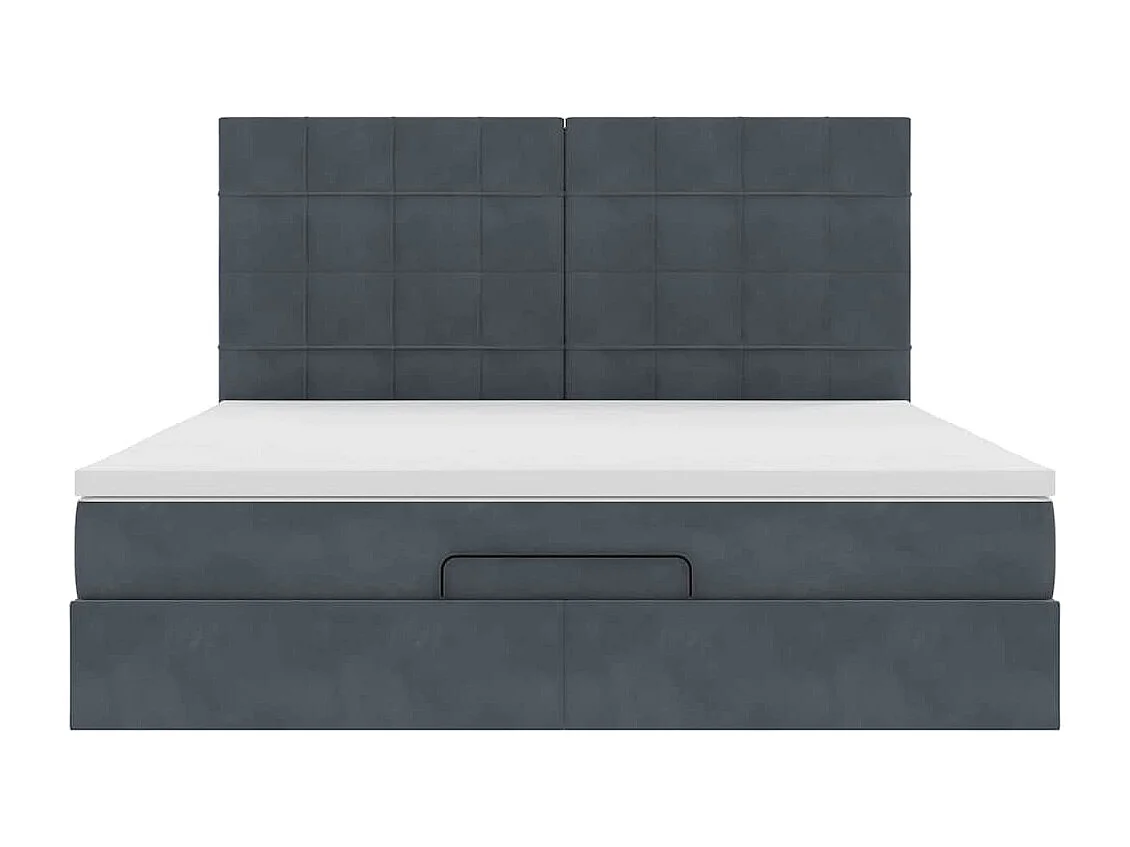 Cadre de lit ottoman avec matelas gris foncé 160x200cm velours