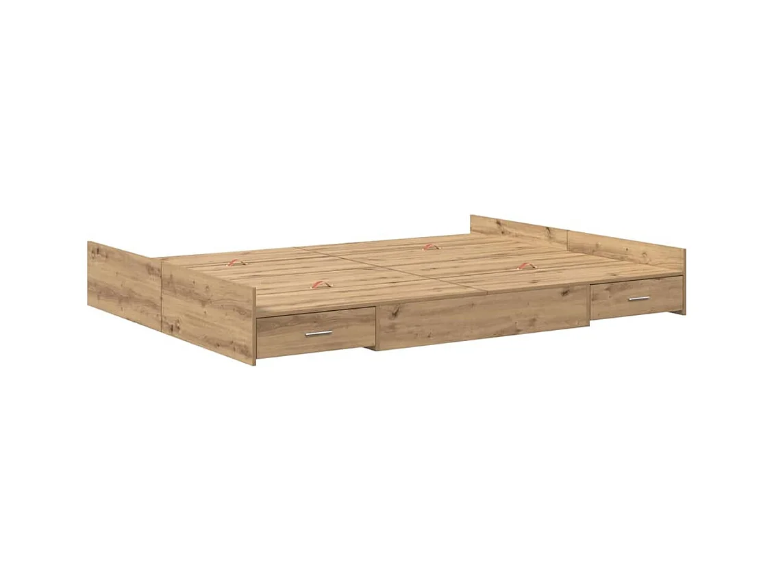 Cama con almacenamiento con cabecera Roble artisan 135 x 190 cm