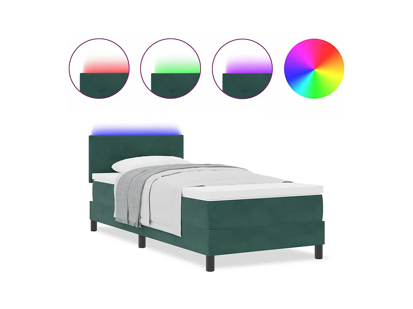 Cadre de lit avec matelas Vert foncé 100 x 200 cm Velours