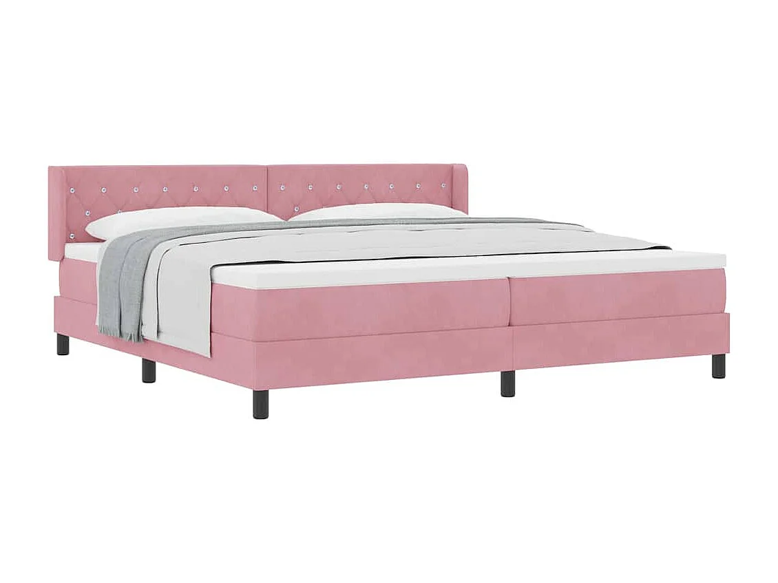 Cama con Somier y Colchón Negra 100x200 cm Terciopelo Rosa