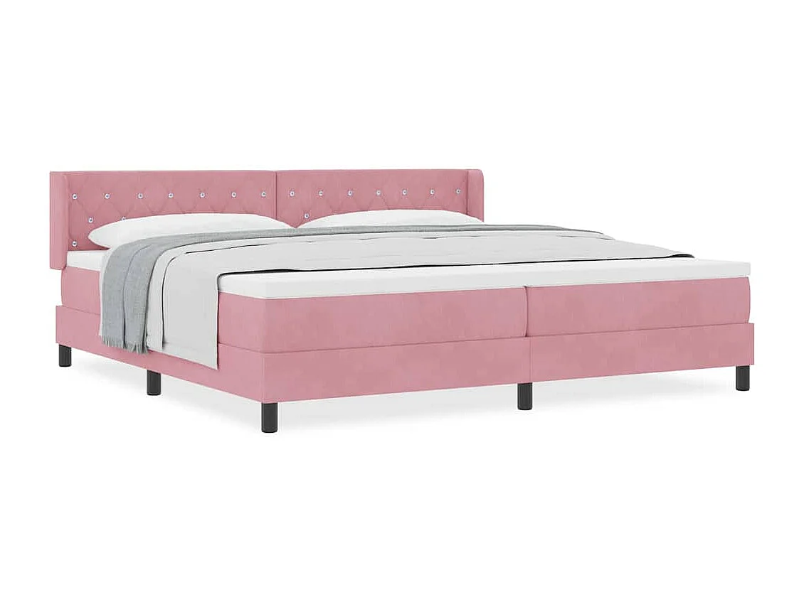 Cama con Somier y Colchón Negra 100x200 cm Terciopelo Rosa