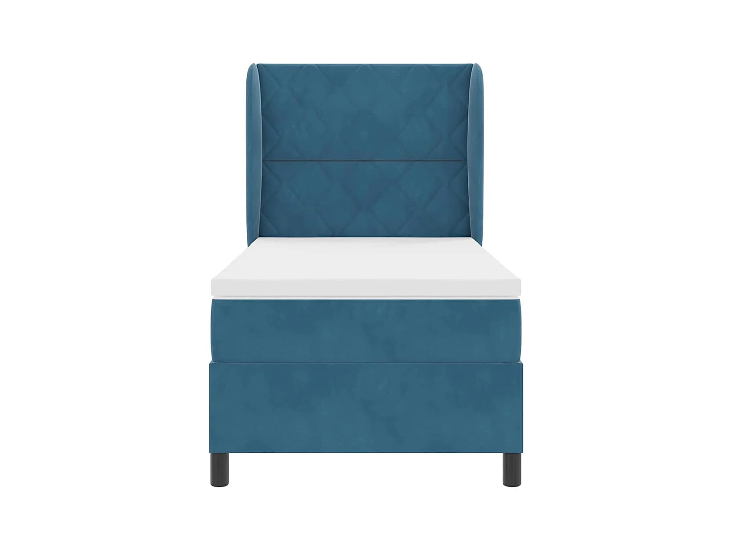 Cadre de lit avec matelas Bleu foncé 90 x 200 cm Velours