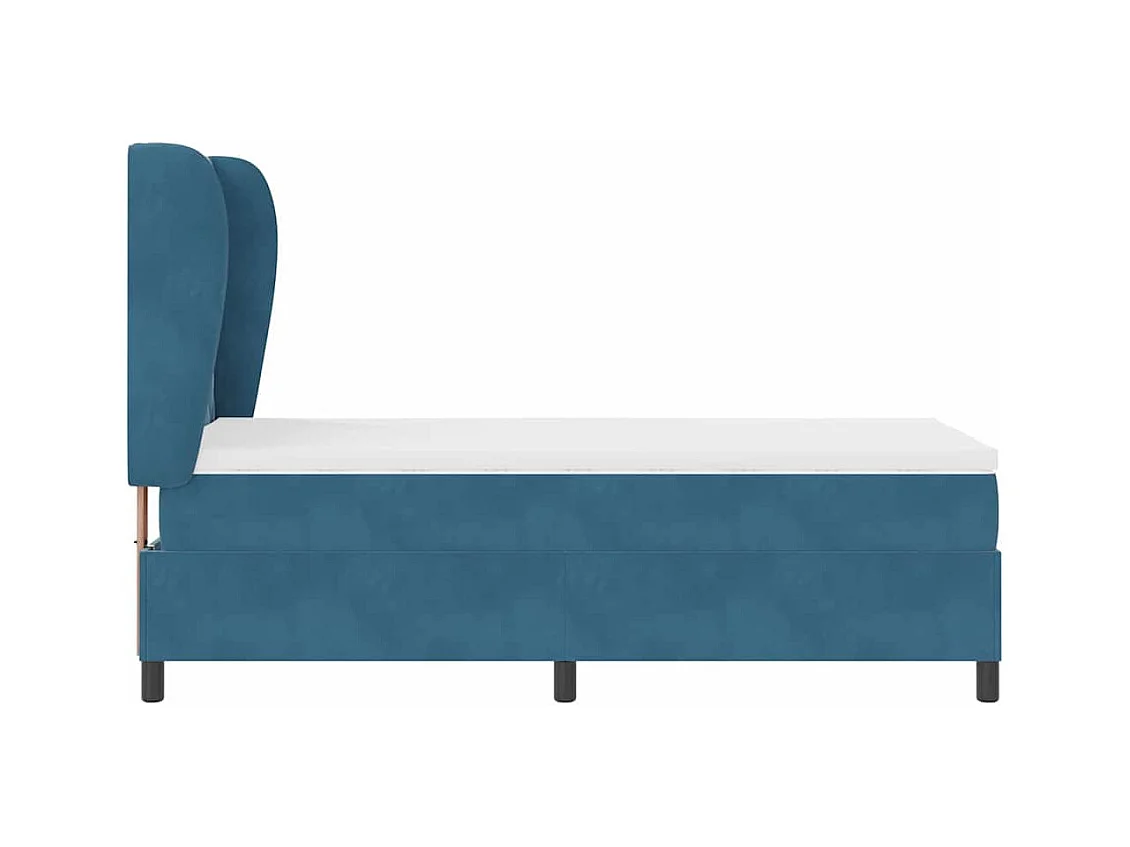 Cadre de lit avec matelas Bleu foncé 90 x 200 cm Velours