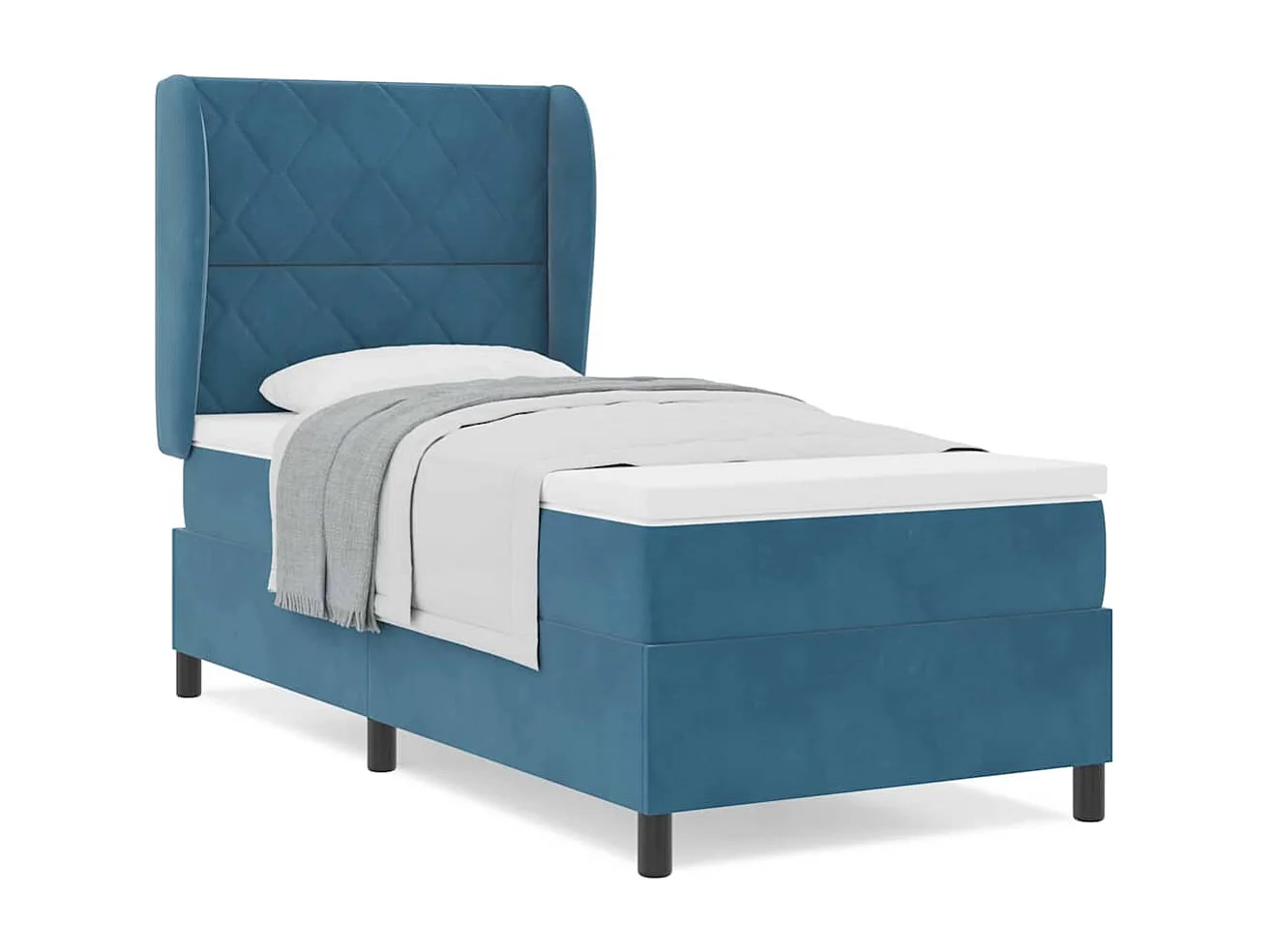 Cama tipo Box Spring Azul oscuro 90 x 200 cm Terciopelo