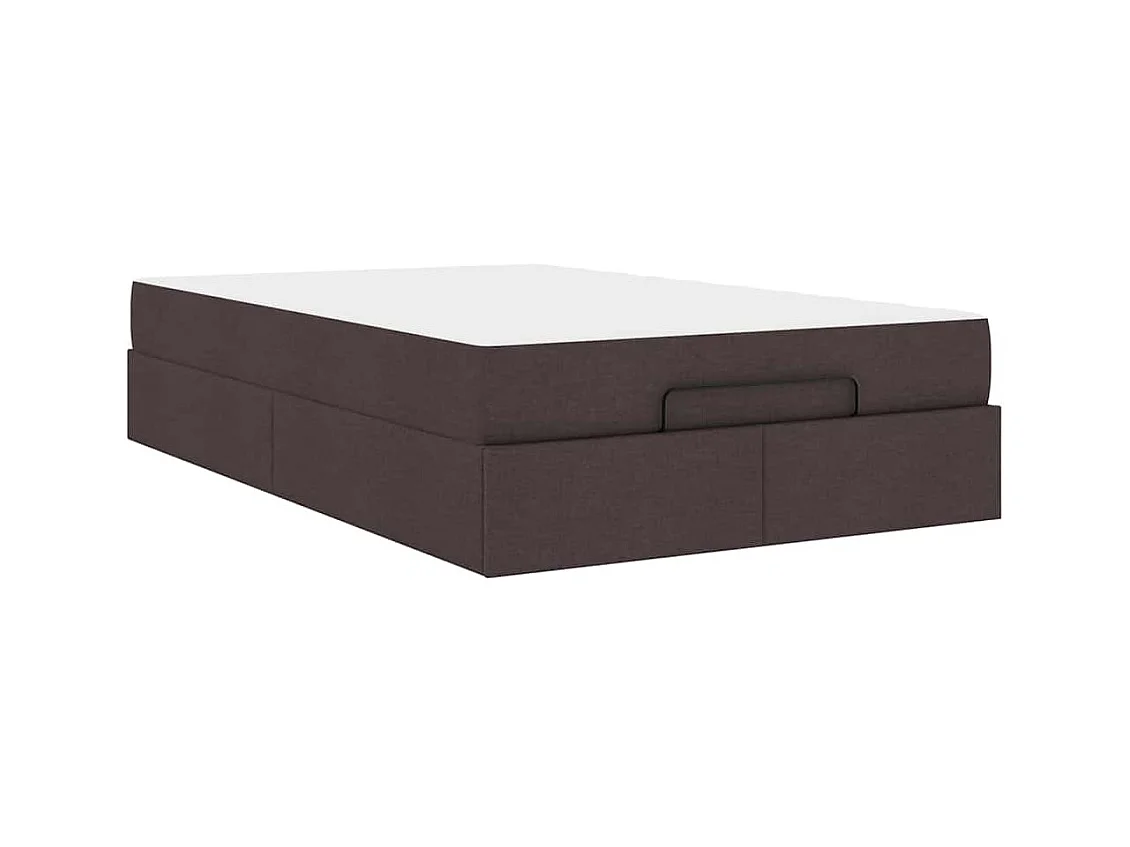 Cadre de lit avec matelas Marron foncé 120 x 190 cm tissu