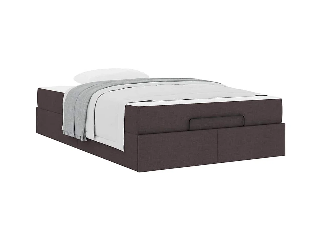 Cadre de lit avec matelas Marron foncé 120 x 190 cm tissu