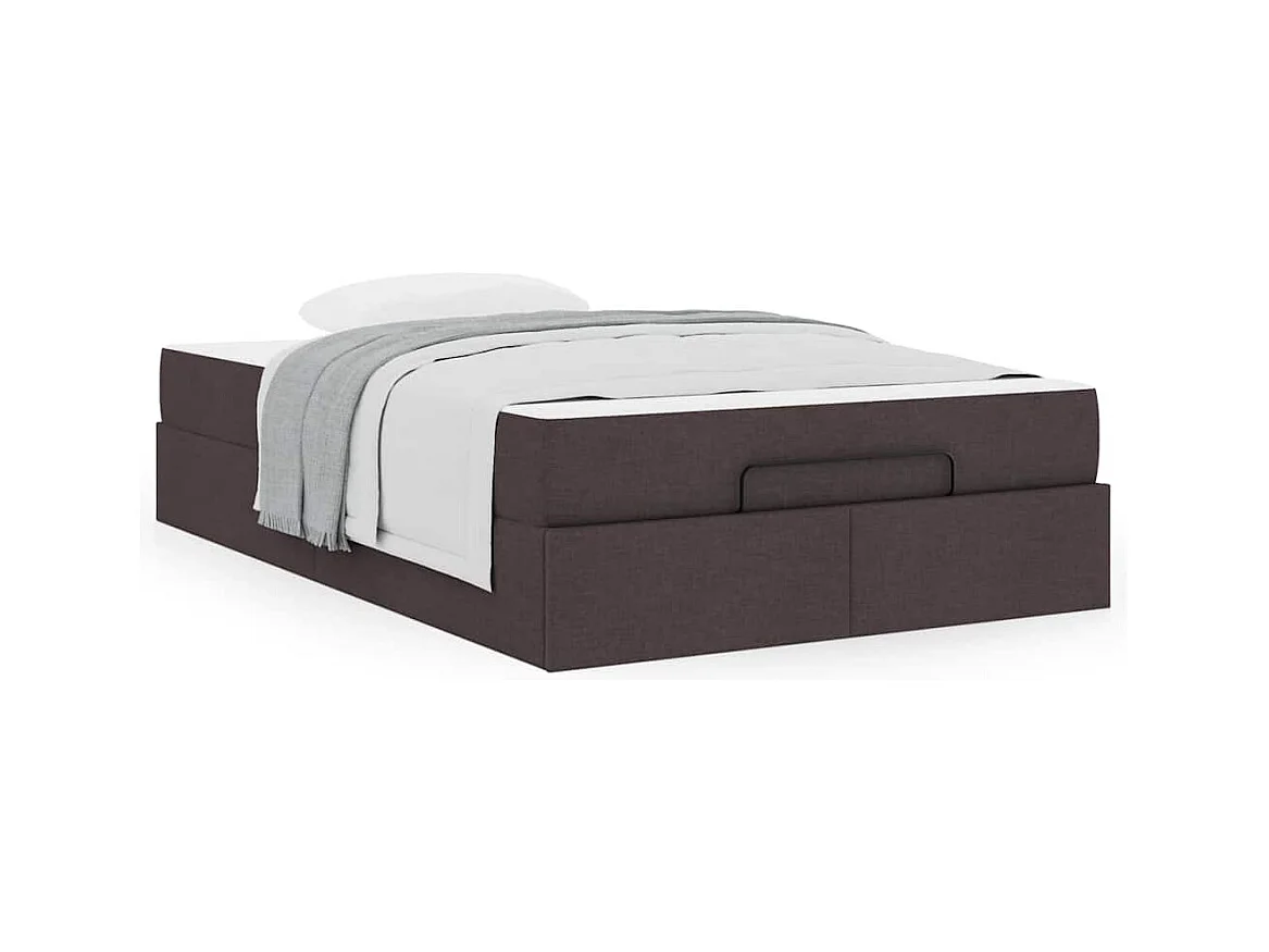 Cadre de lit avec matelas Marron foncé 120 x 190 cm tissu