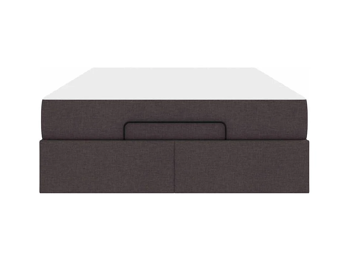 Cadre de lit avec matelas Marron foncé 120 x 190 cm tissu