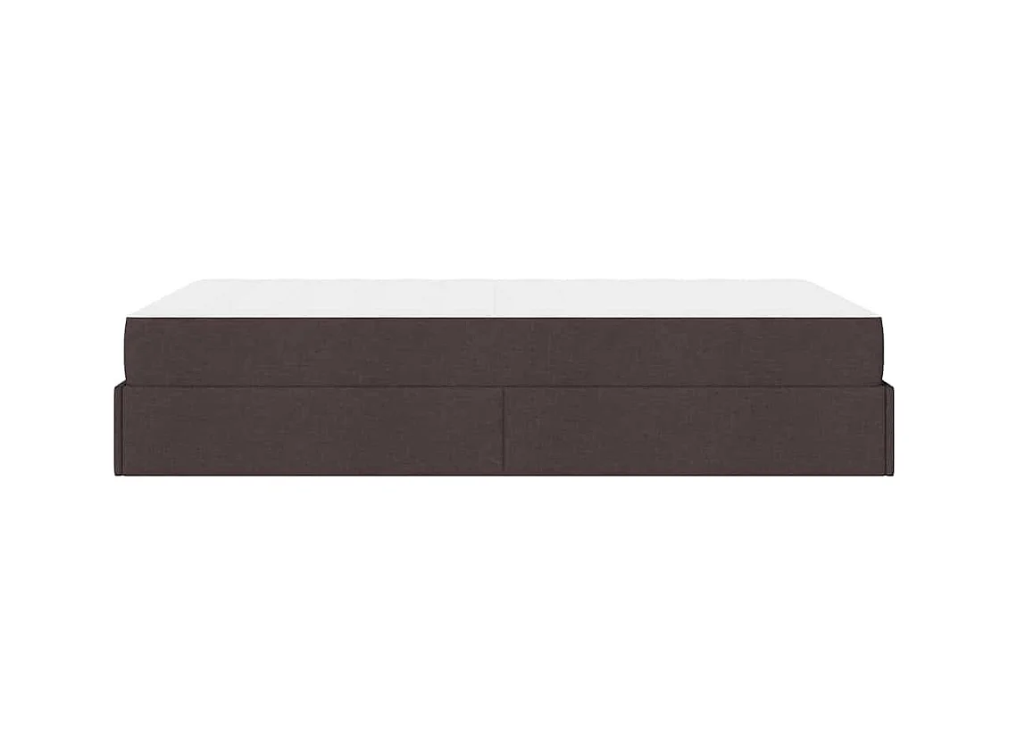 Cadre de lit avec matelas Marron foncé 120 x 190 cm tissu
