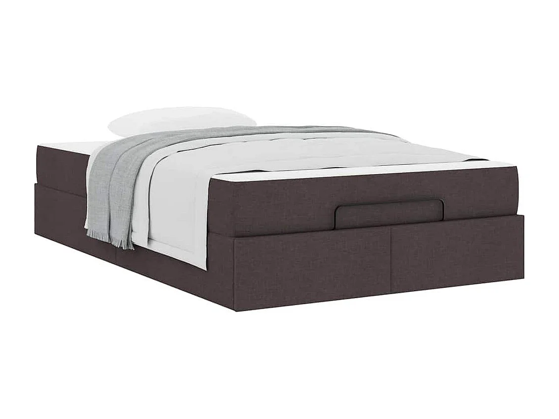 Estructura de cama con colchón Marrón oscuro 120 x 190 cm tela