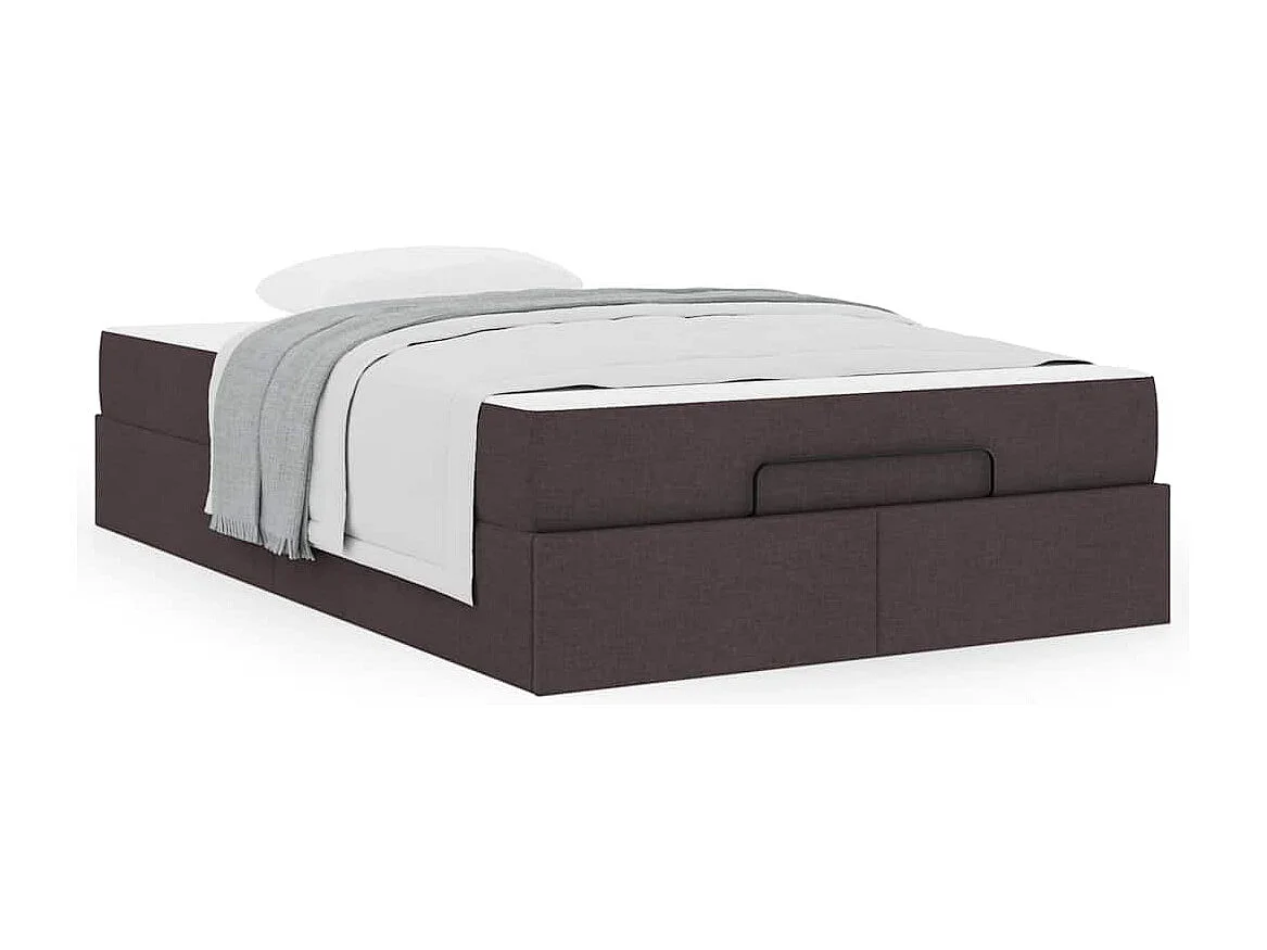 Estructura de cama con colchón Marrón oscuro 120 x 190 cm tela