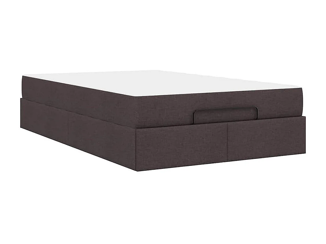 Estructura de cama con colchón Marrón oscuro 120 x 190 cm tela