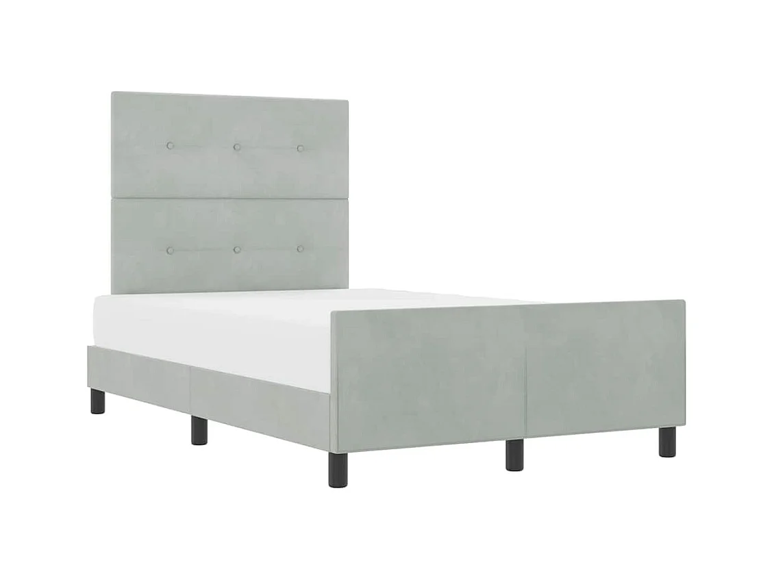 Estrutura da Cama Cinzento-claro 120 x 200 cm Veludo